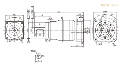 MVD-100-L2系列精密行星減速器型號尺寸與圖紙